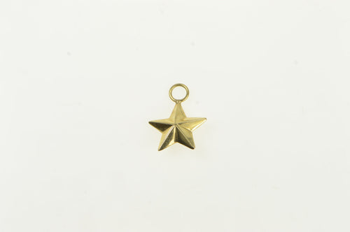 14K Puffy 5 Pointed Five Point Star Charm/Pendant Yellow Gold