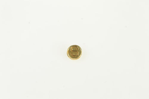 14K S Letter Initial Monogram Name Round Circle Pendant Yellow Gold