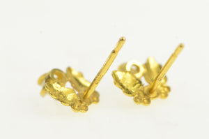 14K Black Hills Leaf Pearl Vintage Classic Stud Earrings Yellow Gold