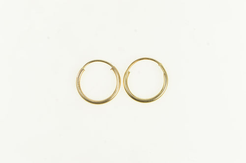 14K 9.7mm Round Classic Vintage Seamless Hoop Earrings Yellow Gold