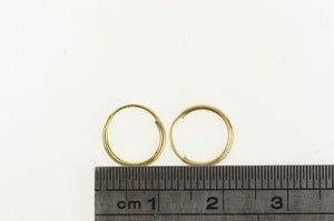14K 9.7mm Round Classic Vintage Seamless Hoop Earrings Yellow Gold