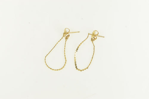 14K Serpentine Chain Link Dangle Hoop Vintage Earrings Yellow Gold