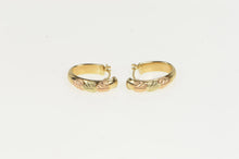 Load image into Gallery viewer, 10K Black Hills Leaf Oval Statement Hoop Earrings Yellow Gold