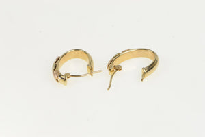 10K Black Hills Leaf Oval Statement Hoop Earrings Yellow Gold
