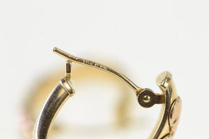 10K Black Hills Leaf Oval Statement Hoop Earrings Yellow Gold