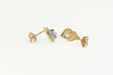Load image into Gallery viewer, 10K Pear Tanzanite Diamond Accent Vintage Stud Earrings Yellow Gold