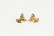 Load image into Gallery viewer, 10K Black Hills Leaf Guardian Angel Stud Earrings Yellow Gold