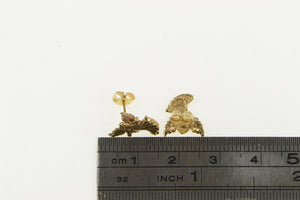 10K Black Hills Leaf Guardian Angel Stud Earrings Yellow Gold