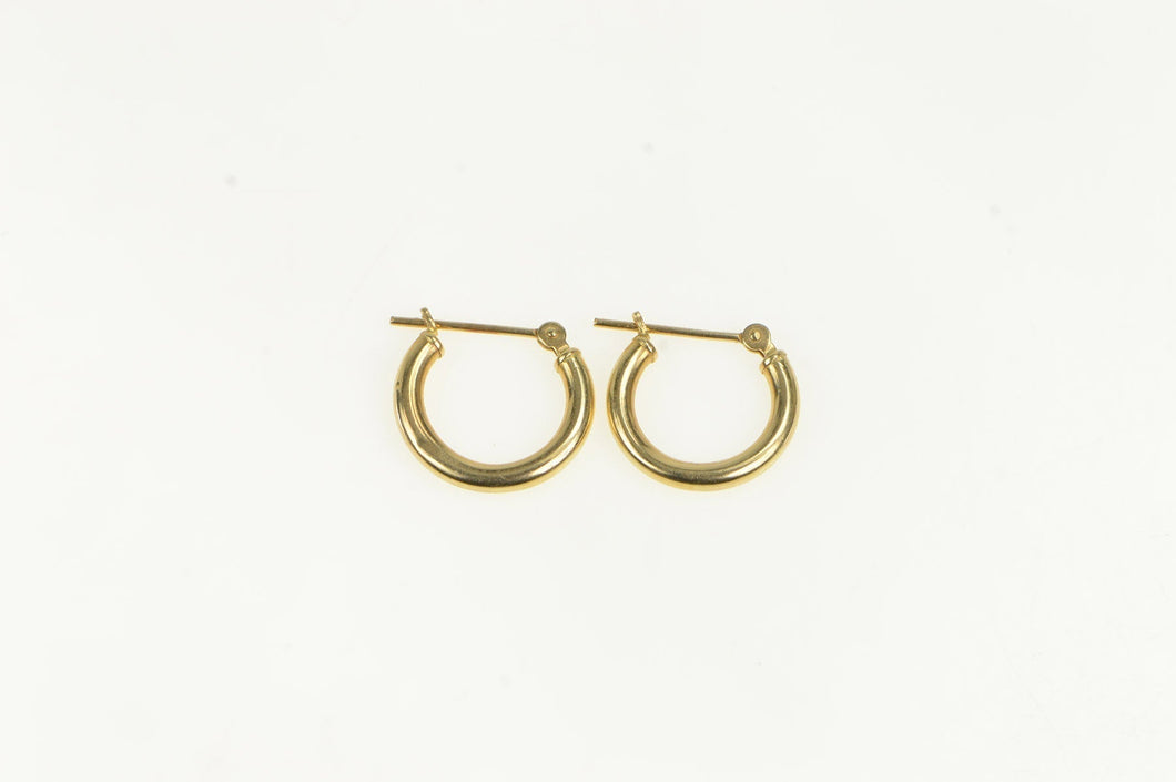 10K 14.0mm Classic Simple Plain Vintage Hoop Earrings Yellow Gold
