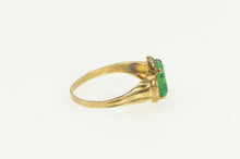 Load image into Gallery viewer, 10K Victorian Style Sim. Emerald Ornate Vintage Ring Yellow Gold