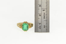 Load image into Gallery viewer, 10K Victorian Style Sim. Emerald Ornate Vintage Ring Yellow Gold