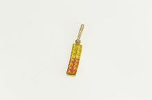 Load image into Gallery viewer, 14K Curved Invisible Set Citrine Diamond Bar Pendant Yellow Gold