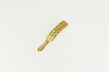 Load image into Gallery viewer, 14K Curved Invisible Set Citrine Diamond Bar Pendant Yellow Gold