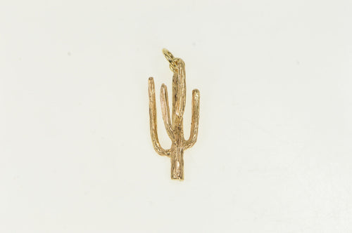 14K 3D Saguaro Cactus Desert Symbol Charm/Pendant Yellow Gold