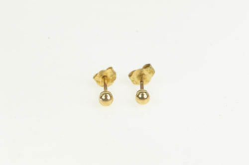 14K Round Ball Sphere Classic Simple Vintage Stud Earrings Yellow Gold