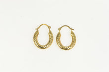 Load image into Gallery viewer, 14K Oval Twist Design Vintage Puffy Hoop Earrings Yellow Gold