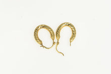 Load image into Gallery viewer, 14K Oval Twist Design Vintage Puffy Hoop Earrings Yellow Gold