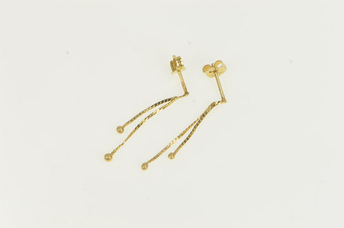 14K Ball Chain Dangle Fringe Tassel Vintage Earrings Yellow Gold