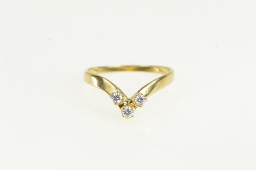 14K 1960's Diamond Chevron Wedding Band Ring Yellow Gold