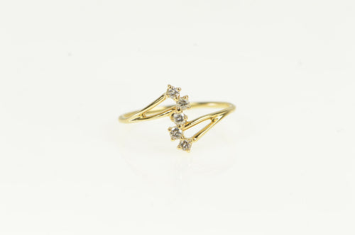 14K Diamond Wavy Design Statement Vintage Ring Yellow Gold
