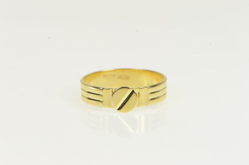 14K Vintage Screw Motif Flathead Rivet Statement Ring Yellow Gold