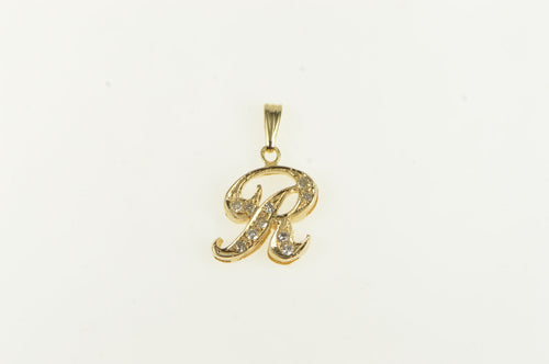 14K R Cursive Monogram Name Initial Letter Charm/Pendant Yellow Gold
