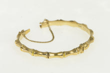Load image into Gallery viewer, 14K Bamboo Pattern Vintage Statement Bangle Bracelet 6.75&quot; Yellow Gold
