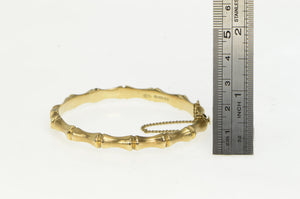 14K Bamboo Pattern Vintage Statement Bangle Bracelet 6.75" Yellow Gold