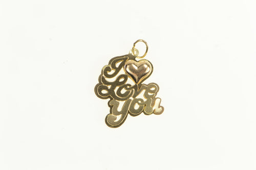 14K I Love You Word Cut Out Romantic Message Charm/Pendant Yellow Gold