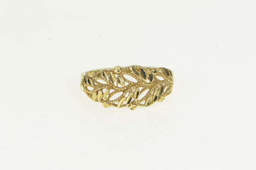 10K Black Hills Leaf Feather Vintage Statement Ring Yellow Gold