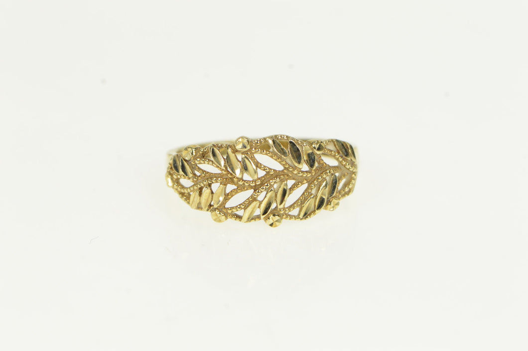 10K Black Hills Leaf Feather Vintage Statement Ring Yellow Gold
