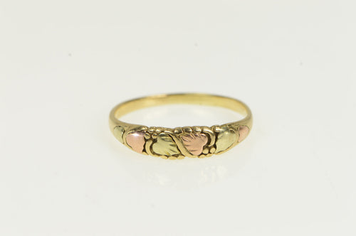 10K Black Hills Leaf Vintage Classic Band Ring Yellow Gold
