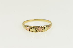 10K Black Hills Leaf Vintage Classic Band Ring Yellow Gold