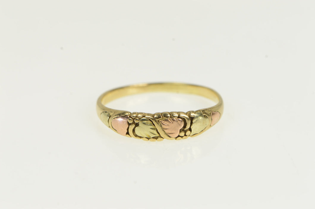 10K Black Hills Leaf Vintage Classic Band Ring Yellow Gold