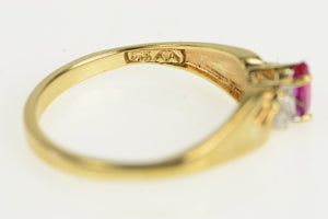 10K Marquise Syn. Ruby Vintage CZ Accent Ring Yellow Gold