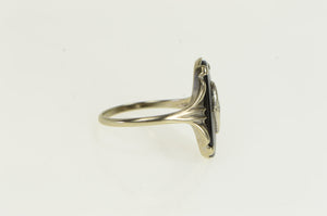 10K Oval Black Onyx Diamond Vintage Statement Ring White Gold