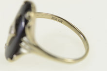 Load image into Gallery viewer, 10K Oval Black Onyx Diamond Vintage Statement Ring White Gold