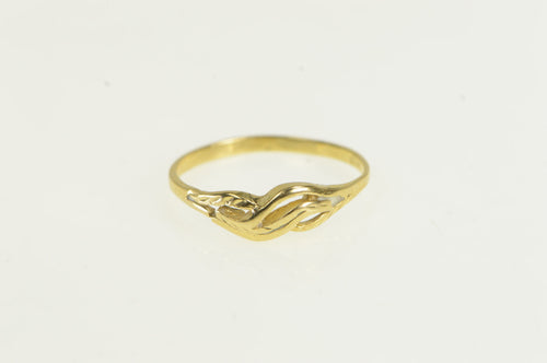 10K Diamond Cut Wavy Simple Statement Band Ring Yellow Gold