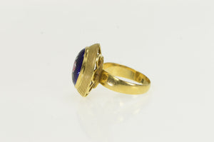 18K Blue Enamel Flower Bouquet Domed Cocktail Ring Yellow Gold