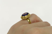 Load image into Gallery viewer, 18K Blue Enamel Flower Bouquet Domed Cocktail Ring Yellow Gold
