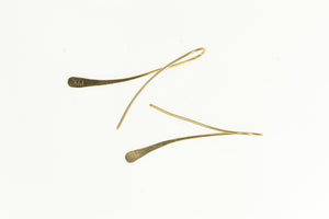 14K Curved Vintage Drop Bar Hook Dangle Earrings Yellow Gold