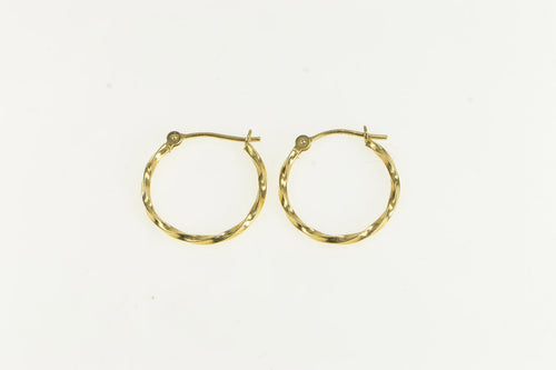 14K 15.6mm Twist Design Classic Simple Hoop Earrings Yellow Gold