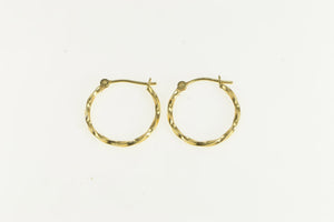 14K 15.6mm Twist Design Classic Simple Hoop Earrings Yellow Gold