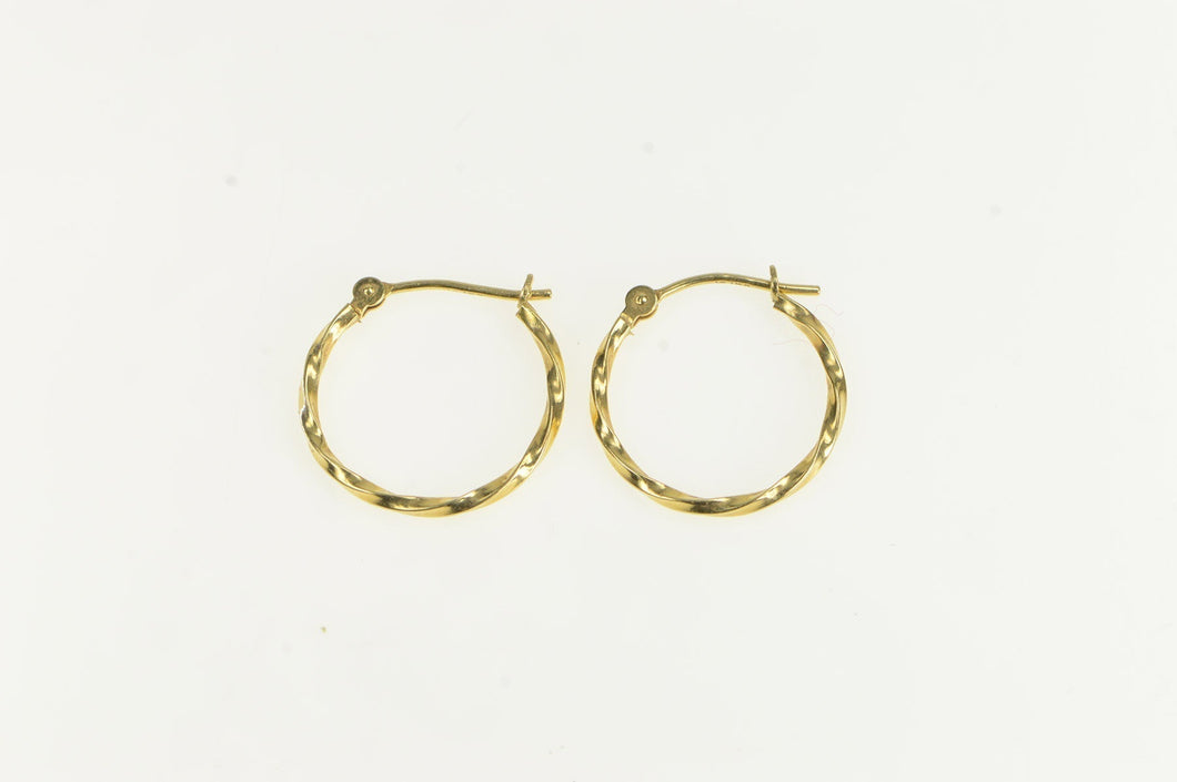 14K 15.6mm Twist Design Classic Simple Hoop Earrings Yellow Gold