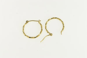 14K 15.6mm Twist Design Classic Simple Hoop Earrings Yellow Gold