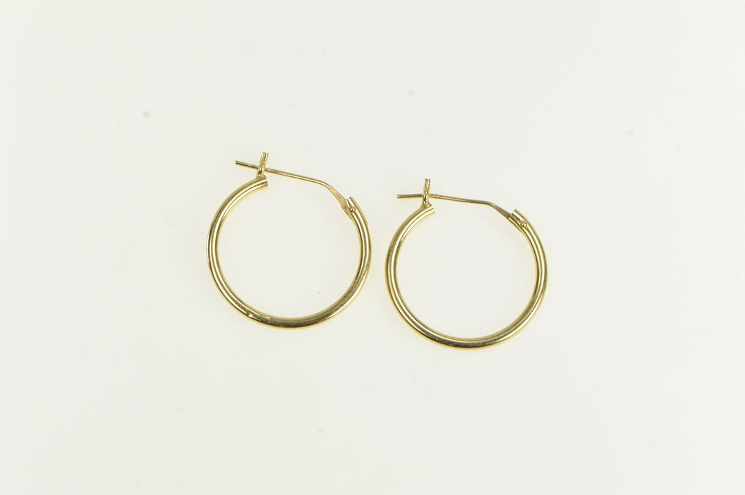 14K 16.8mm Vintage Classic Simple Plain Hoop Earrings Yellow Gold