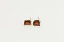 Load image into Gallery viewer, 14K Emerald Cut Garnet Solitaire Vintage Stud Earrings Yellow Gold