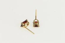 Load image into Gallery viewer, 14K Emerald Cut Garnet Solitaire Vintage Stud Earrings Yellow Gold