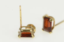 Load image into Gallery viewer, 14K Emerald Cut Garnet Solitaire Vintage Stud Earrings Yellow Gold