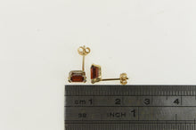 Load image into Gallery viewer, 14K Emerald Cut Garnet Solitaire Vintage Stud Earrings Yellow Gold